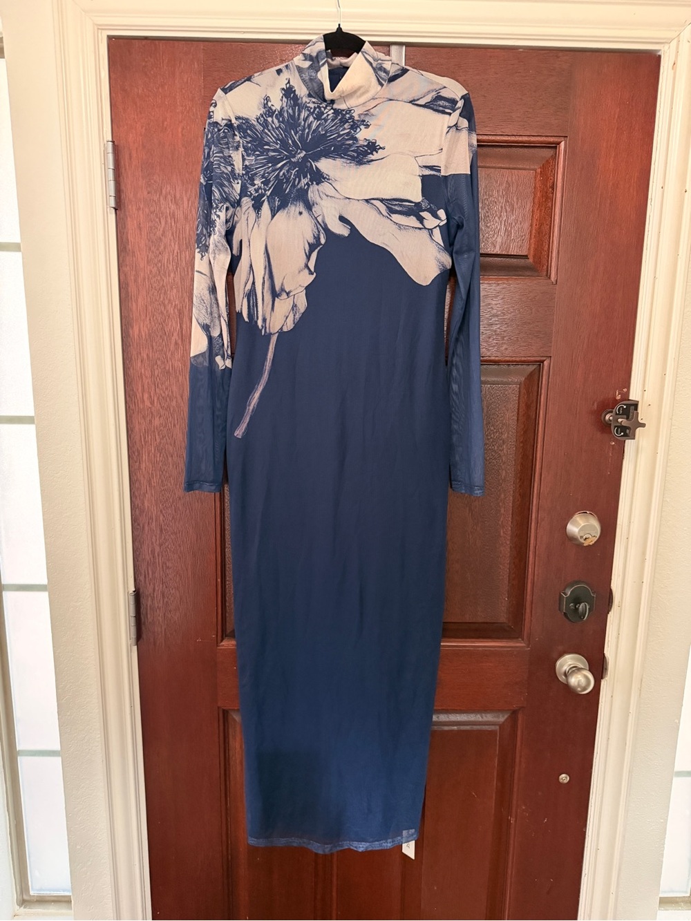 Mock Neck Printed Mesh Dress - Picture 2 of 5